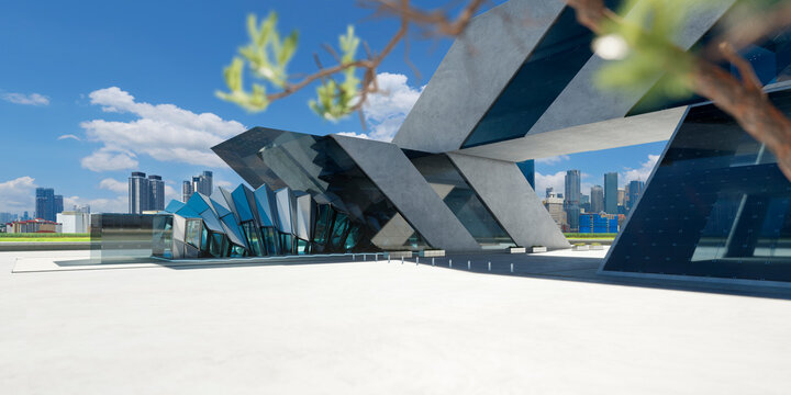 3d rendering modern futuristic building standing in an urban landscape