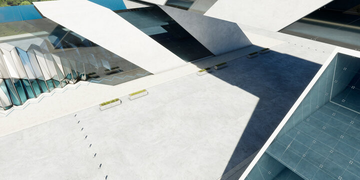 3d rendering modern geometric architecture creating abstract outdoor urban space