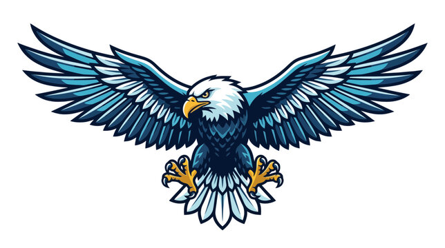Majestic Bald Eagle Spreading Wings, Fierce Predator in Flight, American Symbol