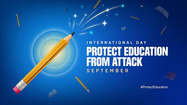 Pencil with fireworks celebrating education safety