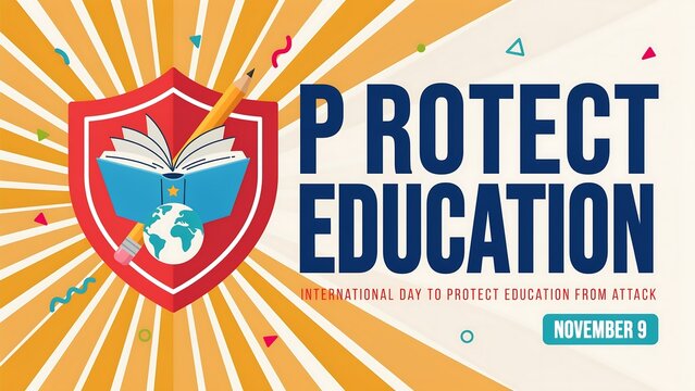 Protect education national day vibrant poster