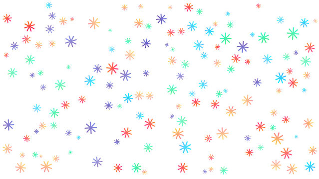 Colorful snowflakes falling on a white background vector illustration