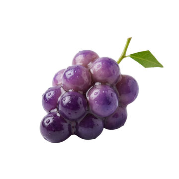 Thai luk chup dessert shaped like purple grapes isolated on transparent background