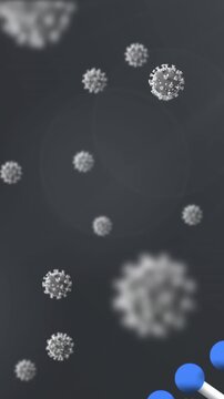 DNA structure and Covid-19 cells against grey background