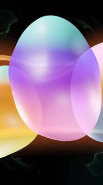 Colorful abstract shapes animation over dynamic orange and black background