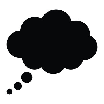 Black cloud thought bubble vector icon illustration for chat message dream and idea concept