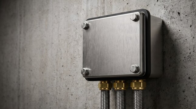 Submersible stainless steel ip68 smart grid iot gateway bolted on concrete wall inside underground utility vault