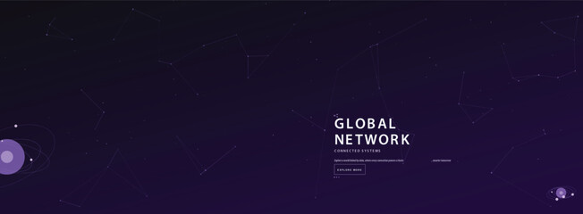 Fototapeta premium Abstract Purple Digital Background Featuring Interconnected Global Communication Systems and Data Flow Visuals for Advanced Technology Presentations