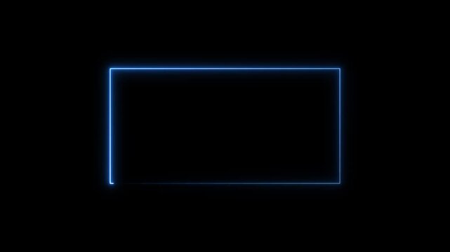 live streaming neon text frame animation. Neon glowing white color neon square rectangle picture frame icon animation.Display screen on a black background.