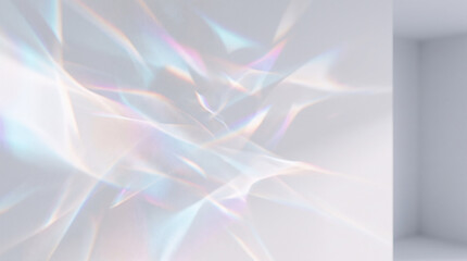 Naklejka premium Elegant abstract background with flowing iridescent light waves and translucent pastel reflections, ideal for modern branding, technology, beauty, and creative design projects