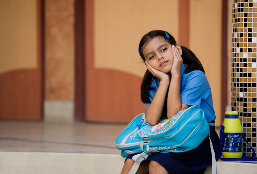 School girl waiting 
