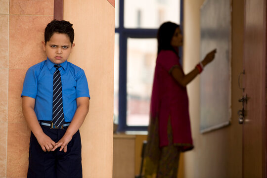 Punished school boy 