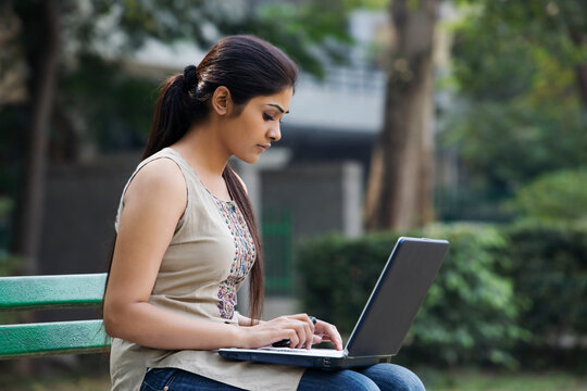Woman working on a laptop 