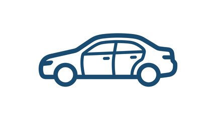 Fototapeta premium Blue sedan car side profile vector icon.
