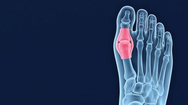 3D X-Ray Medical Illustration of Big Toe Joint Anatomy