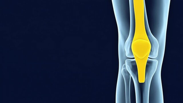 3D X-Ray Medical Illustration of Knee Joint and Patellar Anatomy