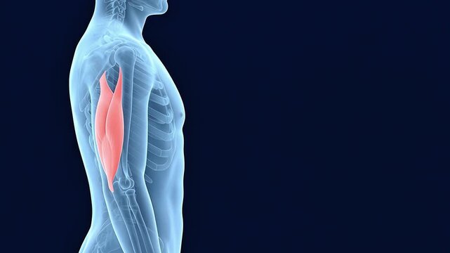 3D Medical Illustration of Triceps Brachii Muscle Anatomy