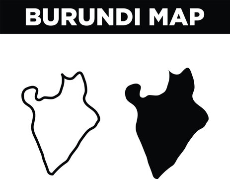 Burundi map silhouette and outline vector illustration