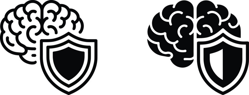 Brain protection safety shield mind vector illustration