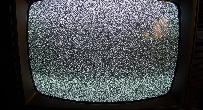 Vintage television set displaying static noise on its curved screen.