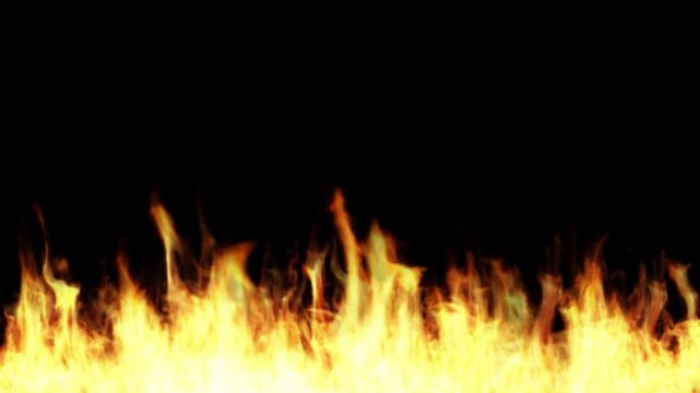 slow fire animation flame loop realistic burning blaze footage motion flames glowing embers vfx overlay inferno heat wave fireplace yellow orange flame border visual effects illumination