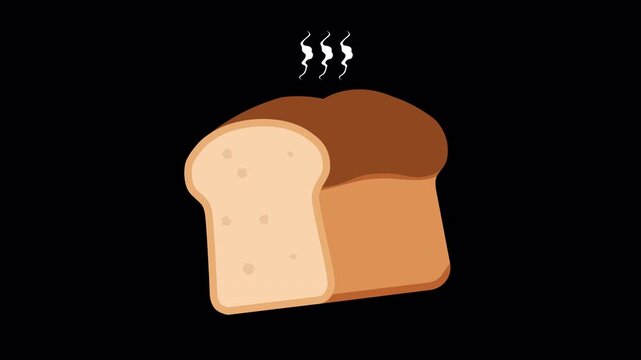 Freshly Baked Bread Loaf with Steam Animation Alpha Channel Loop 4K