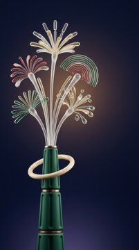 Decorative representation of fireworks in Mexican flag colors for celebration