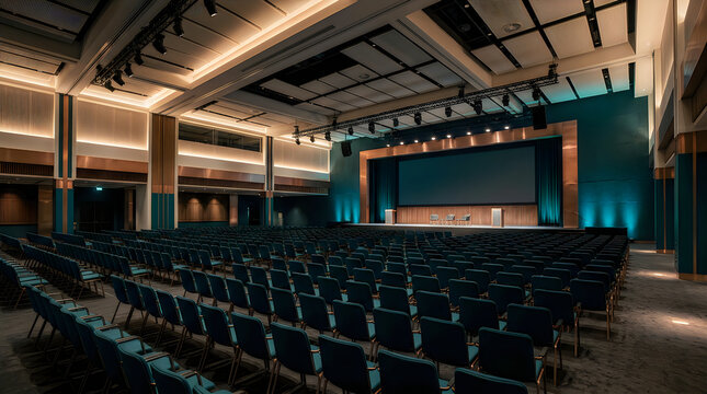 Empty modern auditorium with stage and seating