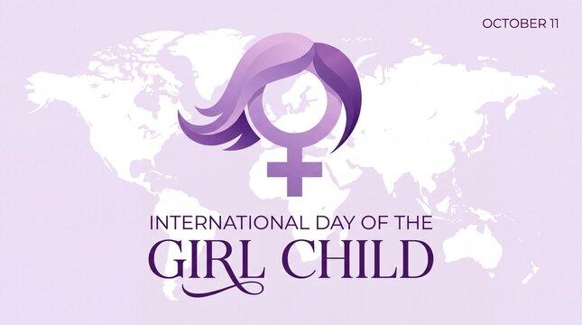 International day of the girl child. Celebrating girls' day on October 11. Suitable for banners, greeting cards, social