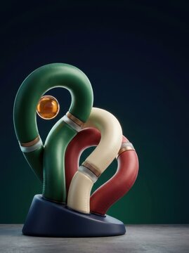 Decorative sculpture representing Mexican flag colors for cultural celebration