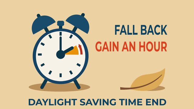 Alarm clock showing fall back and gaining an hour