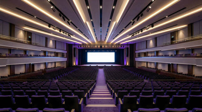 Empty modern auditorium with stage lighting