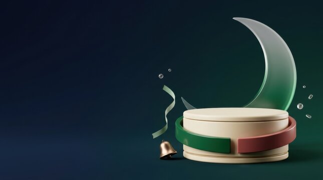 3D celebration design featuring bell, green and red ribbons for Mexico Independence Day
