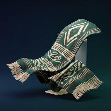 Traditional Mexican textile with intricate patterns and vibrant colors