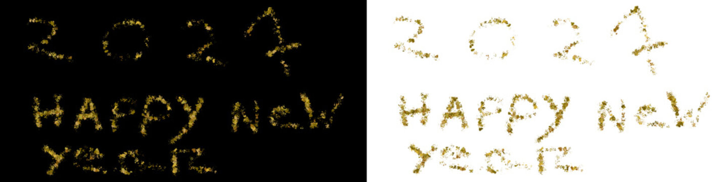 Happy New Year 2027 Gold Banner, Radiant Sparkle Burst Transparent PNG on Black