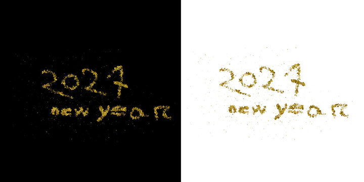 Gold New Year 2027 Greeting Background, Elegant Corner Flourish Transparent PNG on Black