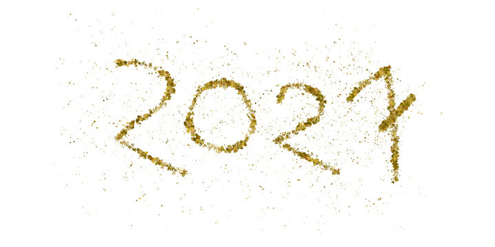2027 Gold Ornament Transparent PNG, Isolated New Year Swirl Element with Sparkling Accents