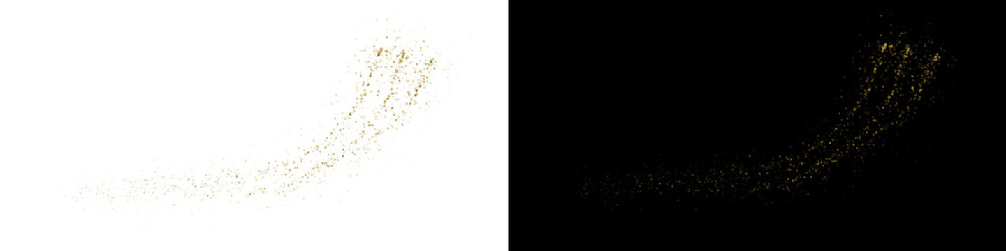 Panoramic Gold Sparkle Banner Transparent PNG, Elegant Black Wide Background with Dust