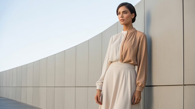 Portrait of a young and confident businesswoman standing in front a modern office building in the financial district
