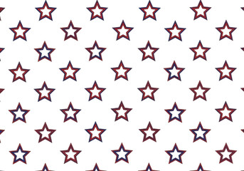 Fototapeta premium Patriotic star pattern background, red and blue outlined stars on white, seamless american holiday wallpaper design