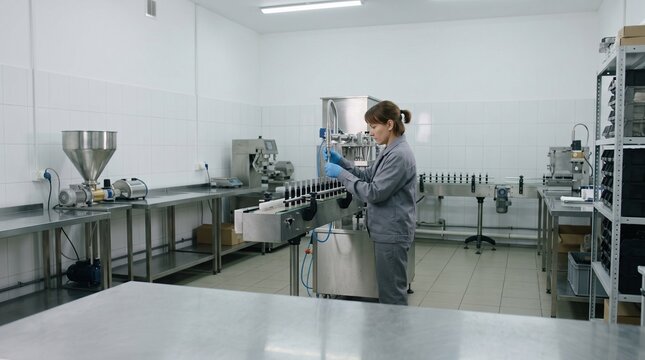 Clean modern laboratory setting with scientific equipment and glassware, suggesting research and development, perfect for medical or educational content, crisp white aesthetic backdrop