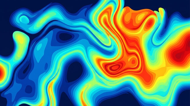 Vibrant topographic fluid background with colorful thermal gradient patterns and liquid marble textures