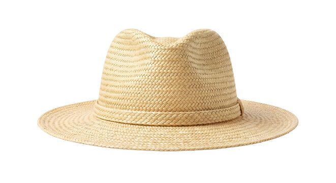 Woven straw hat summer accessory isolated on transparent background
