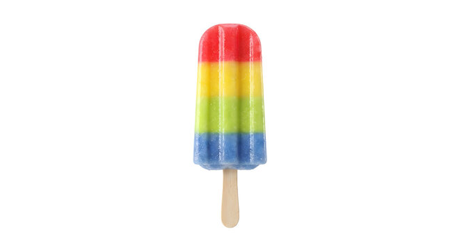 Colorful rainbow ice lolly popsicle isolated on transparent background