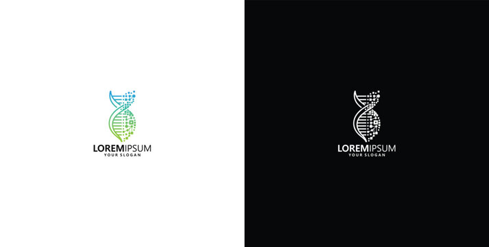 DNA Helix and Lion Head Abstract Biotech Logo Template for Science and Genetics Branding