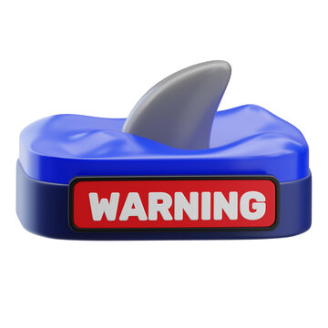 3D Shark Warning Sign Icon