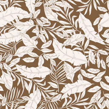 seamless leaves pattern on muster background