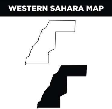 Western sahara map outline and silhouette vector graphic