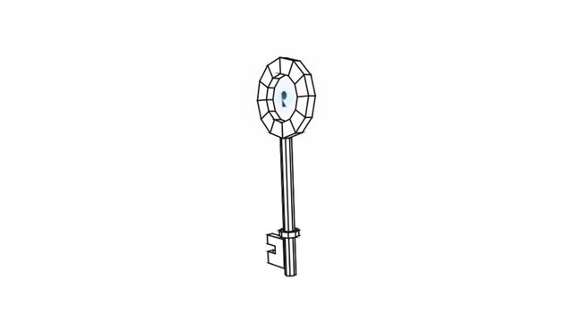 Animated vintage skeleton keys rotating on a white background in a looping video sequence for security concepts
