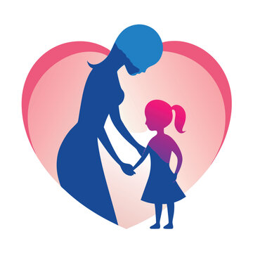 A heartwarming silhouette of a mother bending Dow  